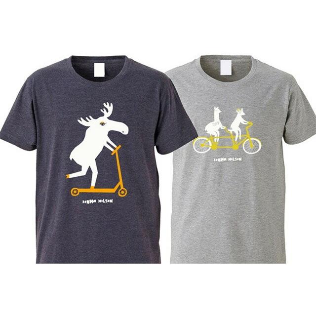DONNA WILSON ドナ・ウィルソン Lama&Goat Bike Tshirts Moose Tshirts ラマとヤギと自転車のTシャツ ムースのキックスケーターTシャツ ユニセックス メンズ |  | 01