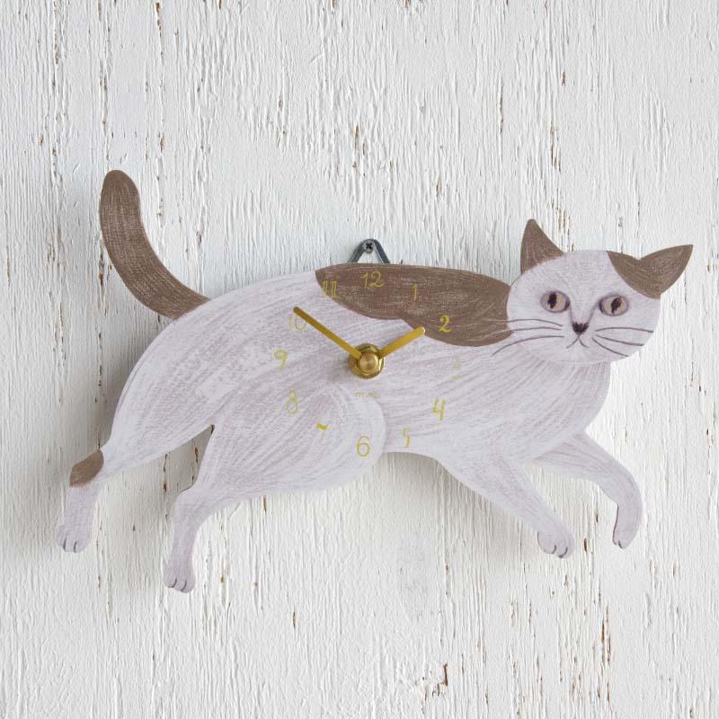 松尾ミユキ ダイカットクロック ベージュ キャット Diecut Clock Beige
