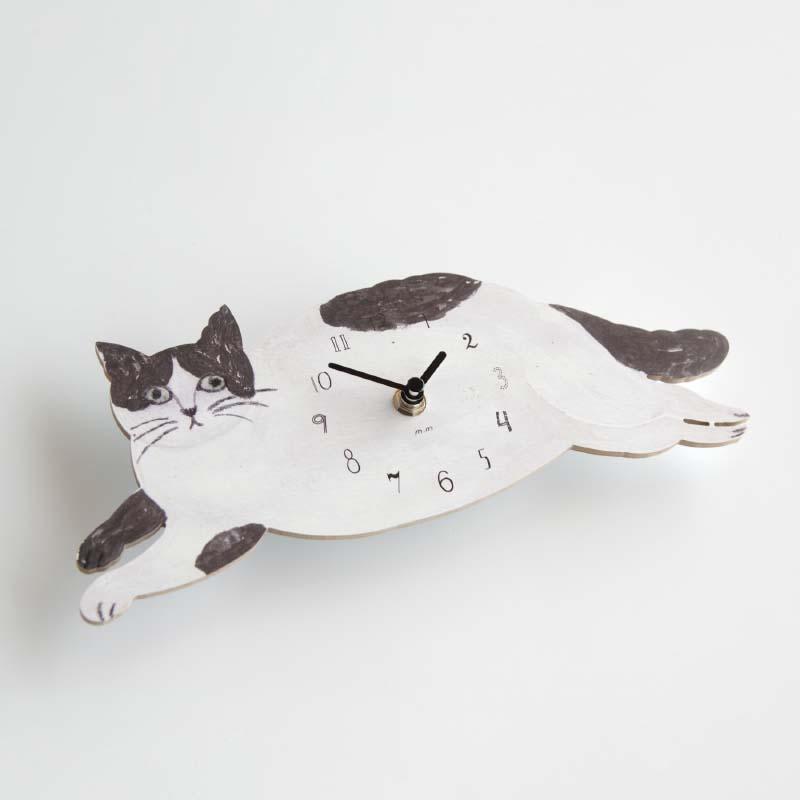 松尾ミユキ ダイカットクロック グレー キャット Diecut Clock Gray