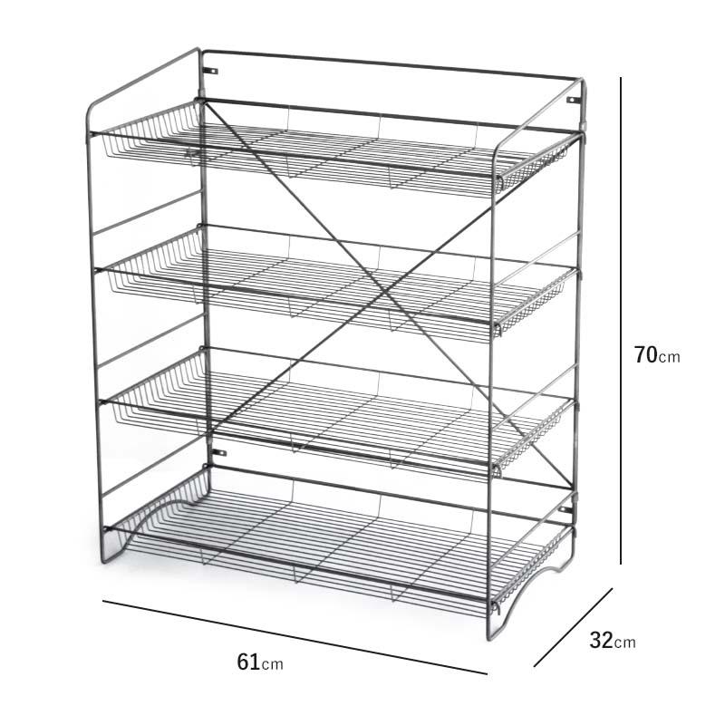 Lサイズ HABANA Folding Shelf BK ハバナ フォールディングシェルフ WEST VILLAGE TOKYO ウエストビレッジトーキョー ディスプレイ アイアン 棚 ４段 | WEST VILLAGE TOKYO | 01