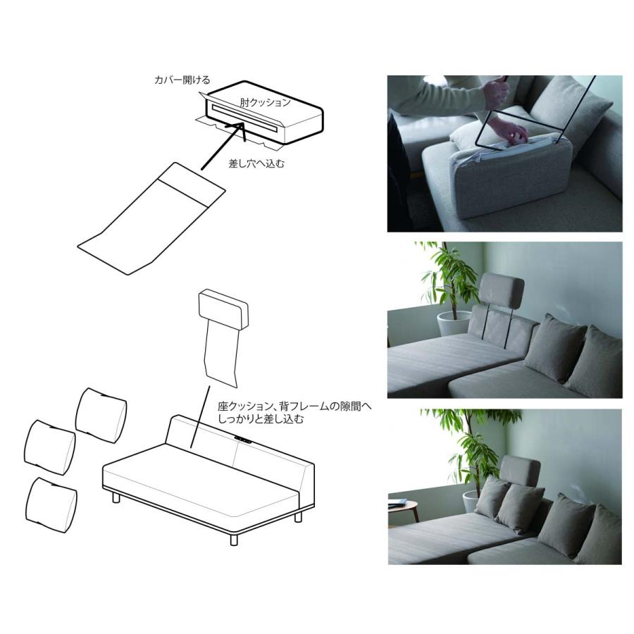 ソファ用ヘッドレスト クッション2個セット Fumi クッションでくつろぐソファ用 ヘッドレストフレーム FUM-SF002HF