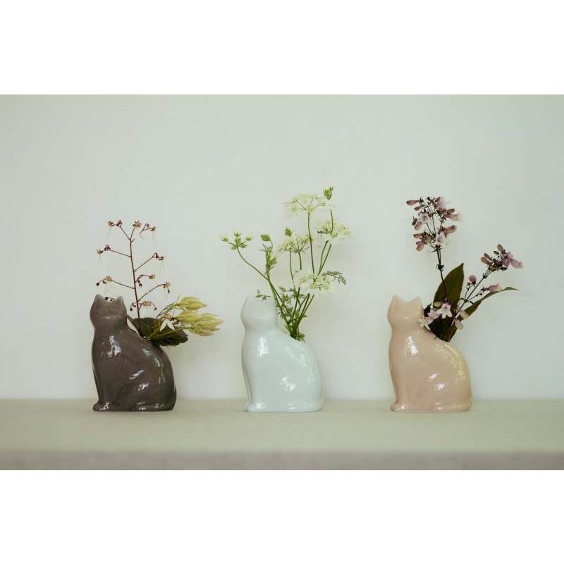 愛 編む 磁器猫 ひがし ちか zen to ゼント 白猫/桃猫/黒猫 花器 花瓶