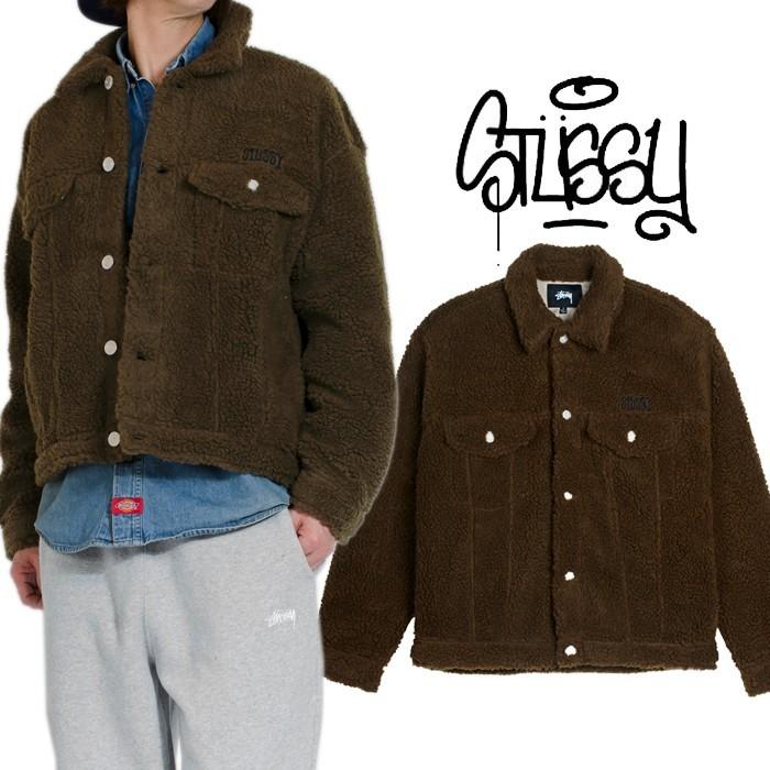 Stussy ステューシー ボア トラッカージャケット アウター ジャンパー ブルゾン もこもこ ふわふわ シェルパ レディース メンズ ブラウン 茶 Playerz 通販 Yahoo ショッピング