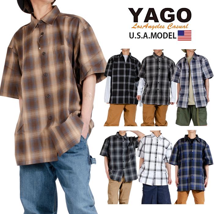 Yago ヤゴ 半袖シャツ チェックシャツ 大きいサイズ 西海岸 カリフォルニア チェック ブルー グレー カーキ ホワイト ゆったり 大きめ ブランド メンズ 2613 Playerz 通販 Yahoo ショッピング