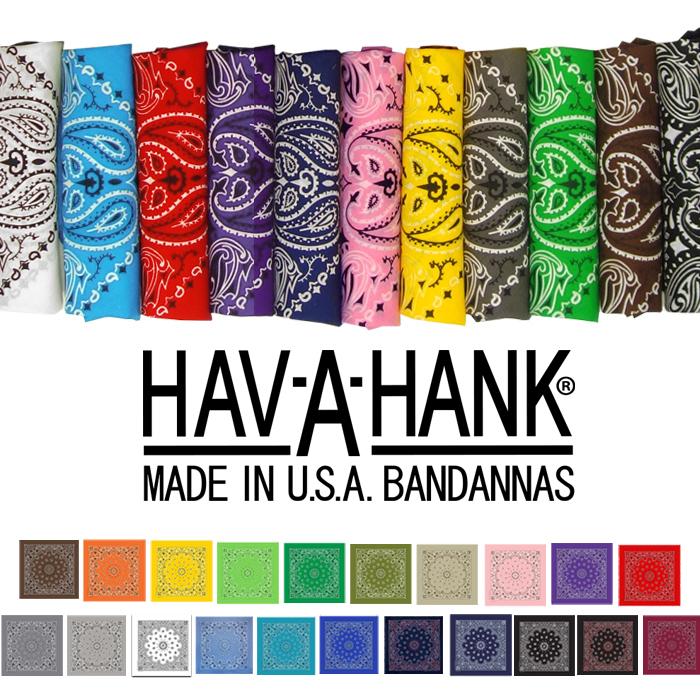 最安値挑戦！ HAV-A-HANK ハバハンク ペイズリーバンダナ ラック イエロー オレンジ グリーン ミント ブルー ネイビー メンズ アウトドア  アメカジ