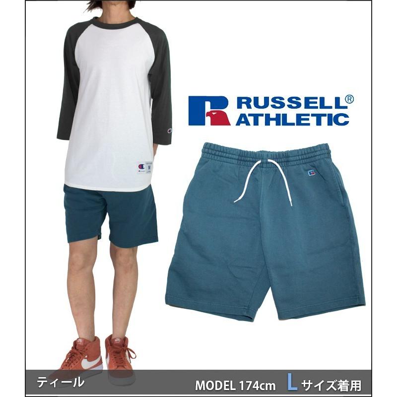 RUSSELL ATHLETIC 後染め スウェットハーフパンツ メンズ レディース ラッセル アスレティック 大きいサイズ 無地 アメカジ