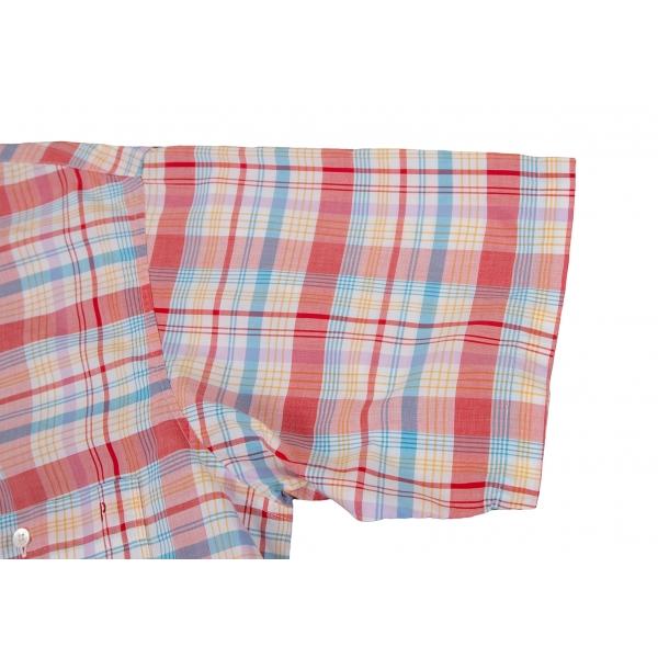 PAPASパパス 日本製 ラム×ウール ワッペン付き チェック柄 中綿ブルゾン PAPAS パパスPapas コットンマドラスチェック半袖シャツ 赤マルチM