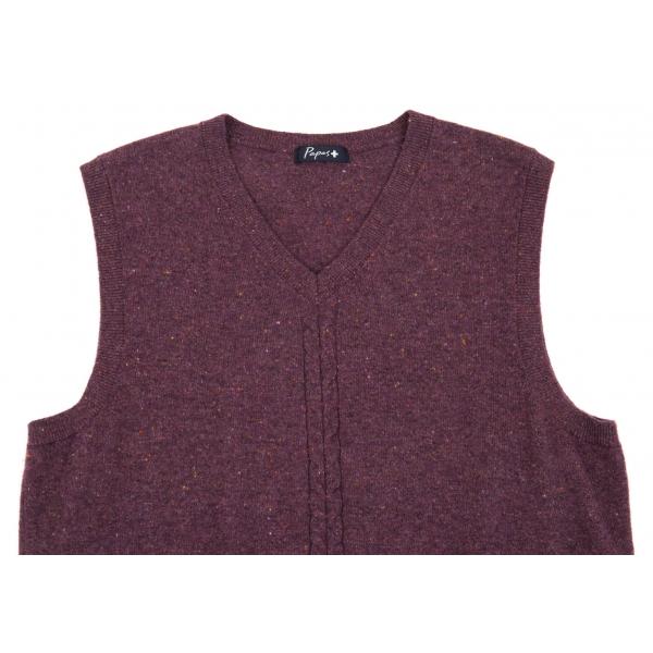 papas ネップウールベスト 48 M パパス パパスPapas ワンポイント刺繍ネップニットベスト ミックス