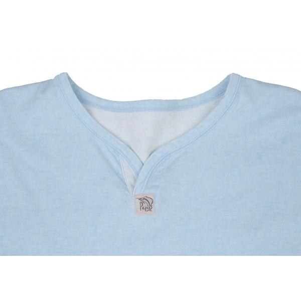 パパスPapas コットン製品洗い加工カジキロゴワンポイントTシャツ 水色50L 【メンズ】｜playful-1shop｜02