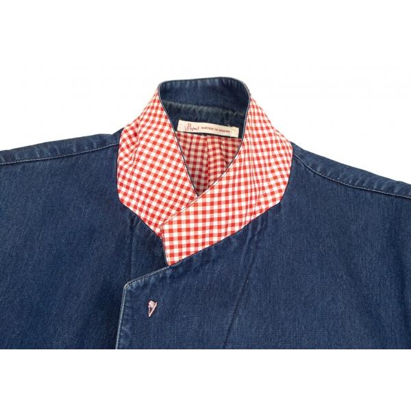 PAPAS（パパス） 裏ギンガムチェックデニムジャケット インディゴL