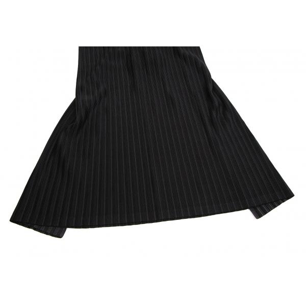 プリーツプリーズPLEATS PLEASE リブプリーツVネックチュニック 黒3 