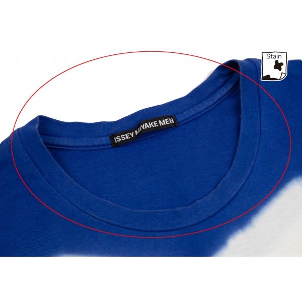 イッセイミヤケ メンISSEY MIYAKE MEN 板締め絞り染めラインTシャツ 青 