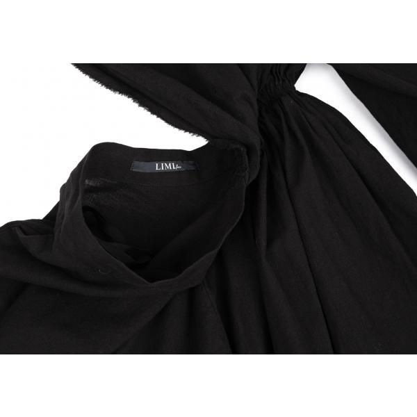 LIMI feu リミフゥLIMI コットンリネンドレープワンピース 黒2 LIMI feu リミフゥLIMI コットンリネンドレープワンピース 黒2