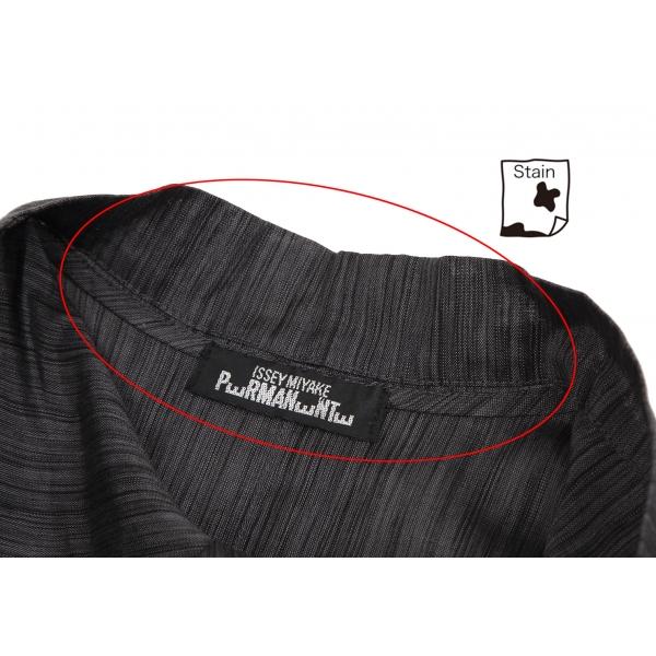 美品✨イッセイミヤケ筆タグ立体デザインシャツ　バンドカラー　パープルアーカイブ 美品✨イッセイミヤケ筆タグ立体デザインシャツ バンドカラー