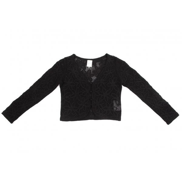Shilla ブラック レースカーディガン Sybilla シビラSybilla レースニットショートカーディガン 黒M