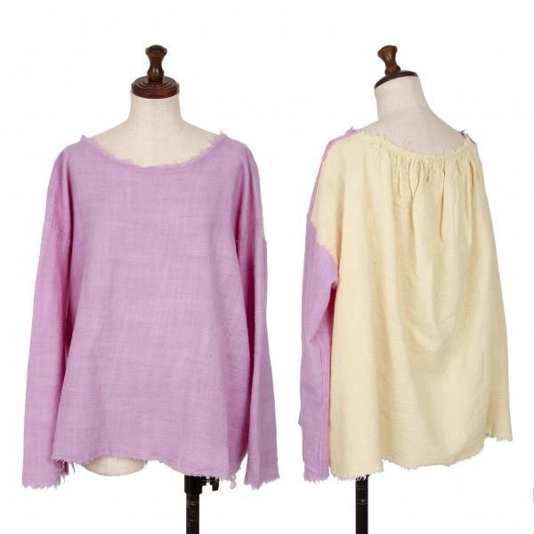 45R 45rpm 縮絨ウール切替長袖トップス 紫ベージュ0 【レディース  