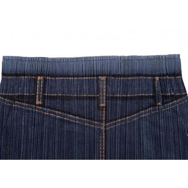 極美品★ PLEATS PLEASE プリーツプリーズニム デニム転写 スカート PLEATS PLEASE デニム転写プリントプリーツパンツ&スカート coming