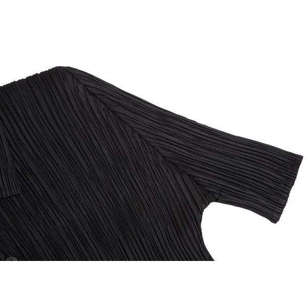 PLEATS PLEASE プリーツプリーズPLEATS プリーツ半袖シャツ 黒3 PLEATS PLEASE プリーツプリーズPLEATS プリーツ半袖シャツ 黒3