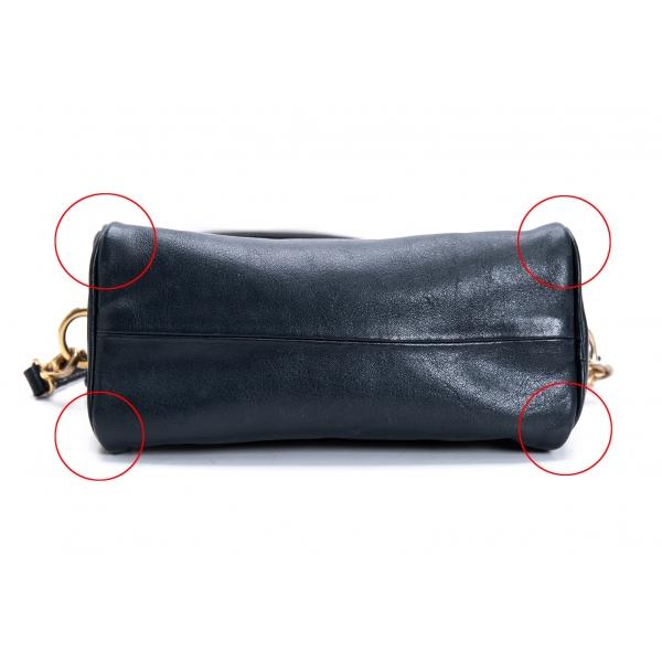 HIROFU ヒロフHIROFU レザーHエンボスショルダーバッグ 紺