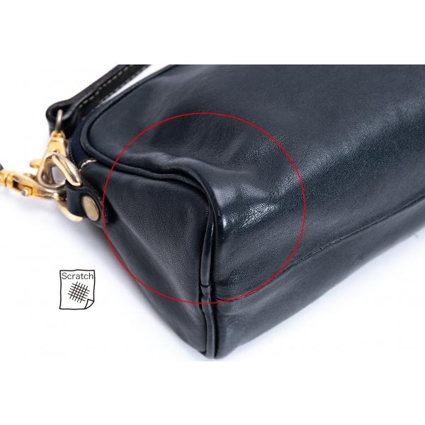 HIROFU ヒロフHIROFU レザーHエンボスショルダーバッグ 紺