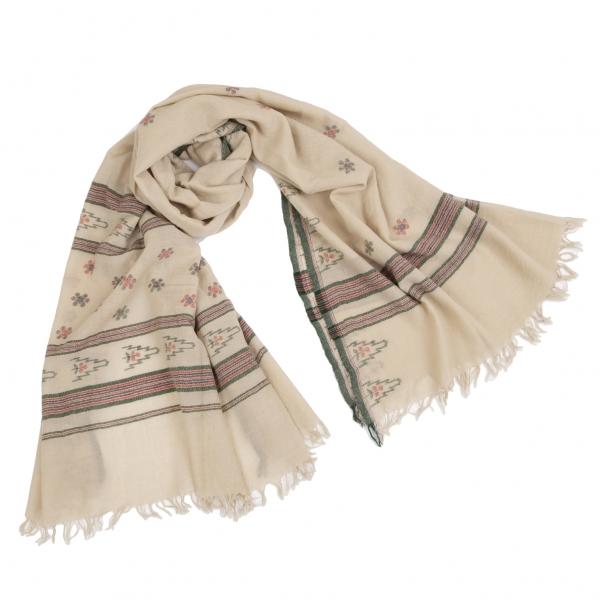 45rpm 45R ネイティブ柄大判ストール ベージュ緑 45R（フォーティファイブアール） 45rpm 45R ネイティブ柄大判スール