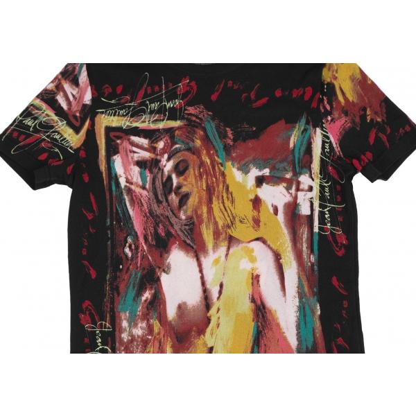 7*1様 Jean Paul Gaultier。 アートプリント Tシャツ。 ジャンポールゴルチエJPG アートプリントストレッチTシャツ 黒赤他48