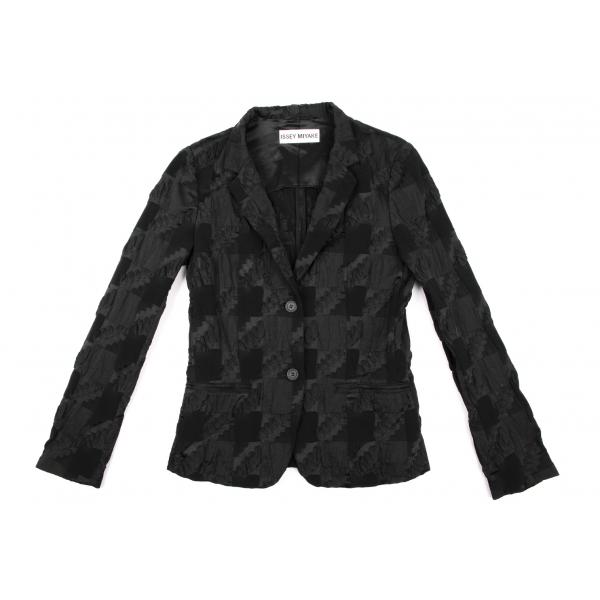 d*9様 ISSEI MIYAKE 黒シルクジャケット 希少 ISSEY MIYAKE MEN シルクウールノーカラージャケット90s