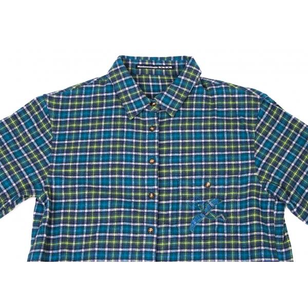 美品　マドモアゼル ノンノン　リネン　長袖　シャツ　チェック　夏　涼しく Mademoiselle NON NON マドモアゼルノンノン チェック柄 長袖