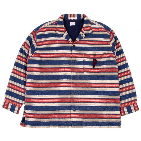 PAPAS パパスPapas キルティング中綿ボーダージャケット 青赤ベージュL