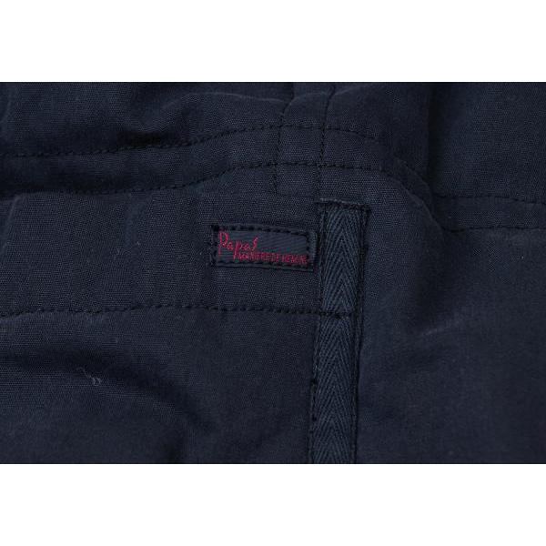 PAPAS パパスPapas フローラルライニングダウンジャケット 紺L