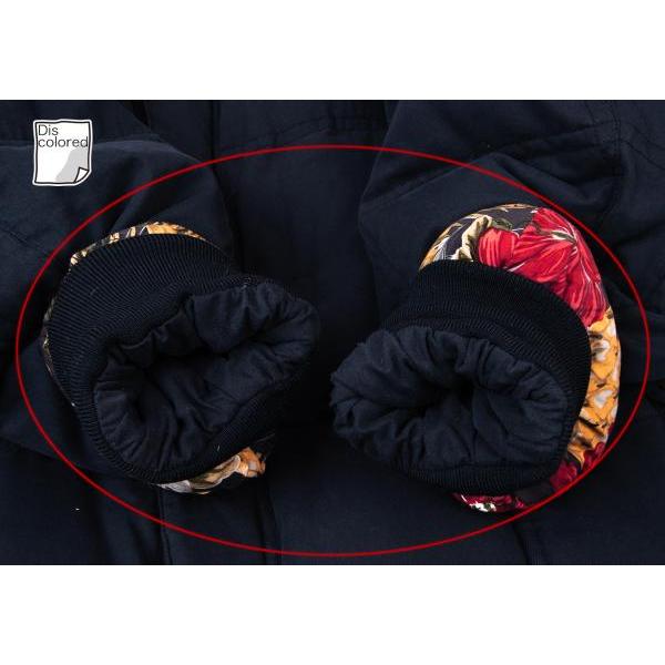 PAPAS パパスPapas フローラルライニングダウンジャケット 紺L