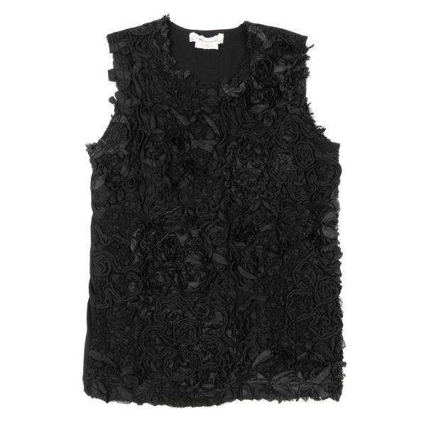 COMME des GARÇONS コムコム メッシュ ノースリーブ S COMME des GARCONS コムデギャルソンCOMME メッシュフリル