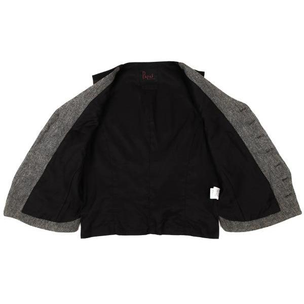 PAPAS パパスPapas クレイジーツイード切替ベスト マルチ黒S