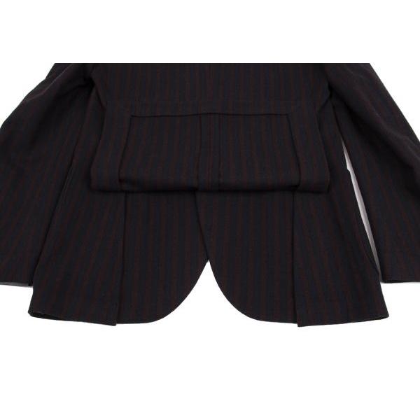 ラルディーニLARDINI ウールナイロンストライプノッチドラペル