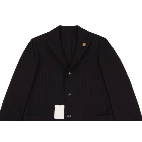 ラルディーニLARDINI ウールナイロンストライプノッチドラペル
