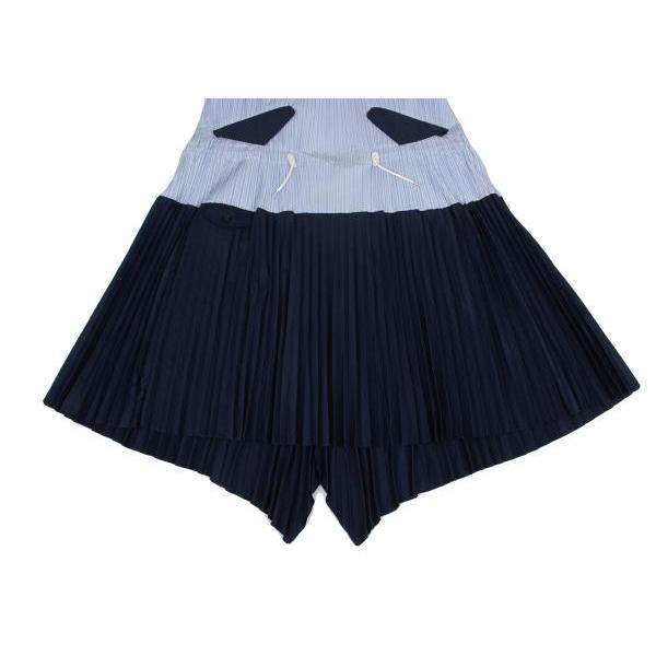 sacai サカイsacai プリーツ切替ストライプシャツワンピース