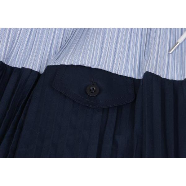 sacai サカイsacai プリーツ切替ストライプシャツワンピース