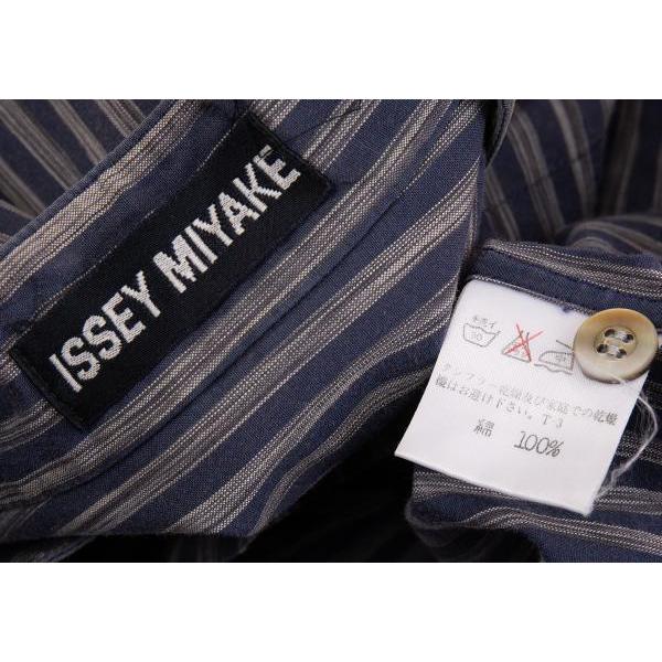 ISSEY MIYAKE MEN マオカラーグレーストライプ長袖シャツK-146 ISSEY MIYAKE MEN マオカラーグレーストライプ長袖シャツK-146