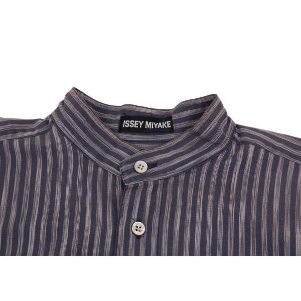 ISSEY MIYAKE MEN マオカラーグレーストライプ長袖シャツK-146 157047_001_l.webp