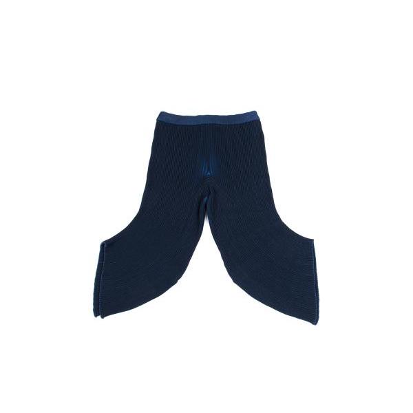 ISSEY MIYAKE イッセイミヤケ パンツ レディース2 ISSEY MIYAKE イッセイミヤケISSEY リブ変形クロップドパンツ 紺