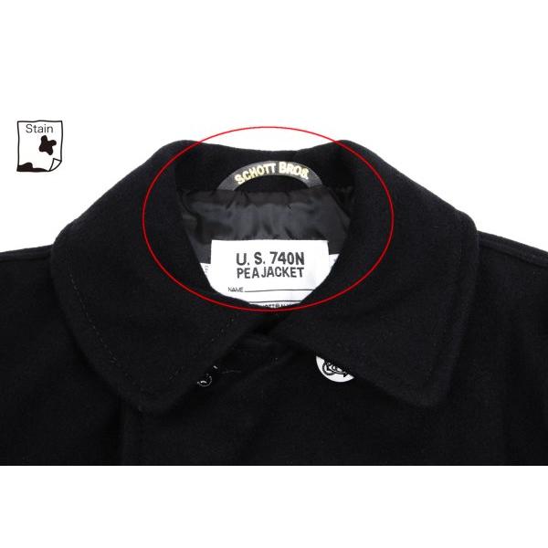 ショットSchott ウールナイロン袖ワッペンデザインPコート 黒38