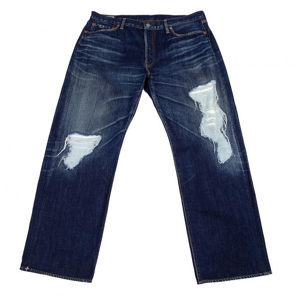 激安正規 ヨウジヤマモト プールオム スポテッドホース当て布クラッシュ加工デニムパンツ インディゴ6 メンズ ジーンズ デニム Floridapace Gov