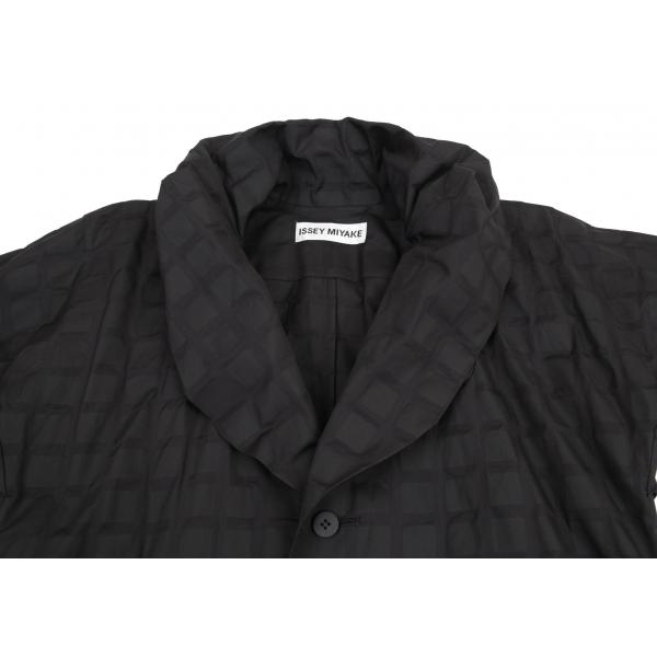 ISSEY MIYAKE イッセイミヤケISSEY 特殊チェック地ショールカラー
