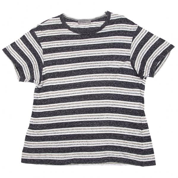 最終決算 ヨウジヤマモト メンズ チャコール3 コットンボーダーtシャツ Homme Pour Yamamoto プールオムyohji 半袖 Pathwaysfl Org