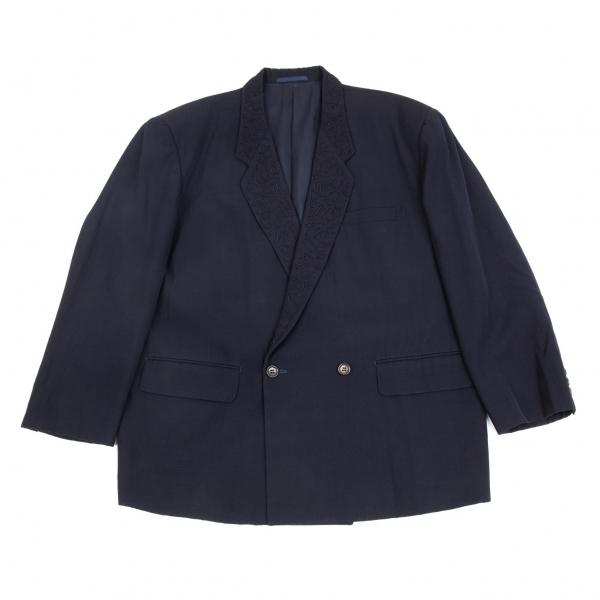 大注目 コムデギャルソンオムプリュスcomme Des Garcons コムデギャルソンオムプリュスcomme Des Garcons Homme Plus ラペル刺繍ダブルウールギャバジャケット 紺s メンズ ジャケット Tomkvisuals Com