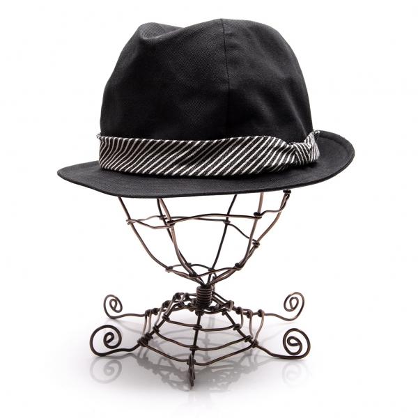 魅力的な ヨウジヤマモト プールオムyohji Yamamoto Pour Homme コットンリネンストライプリボン変形ハット 黒 メンズ 50 Off Www Simon Page Com