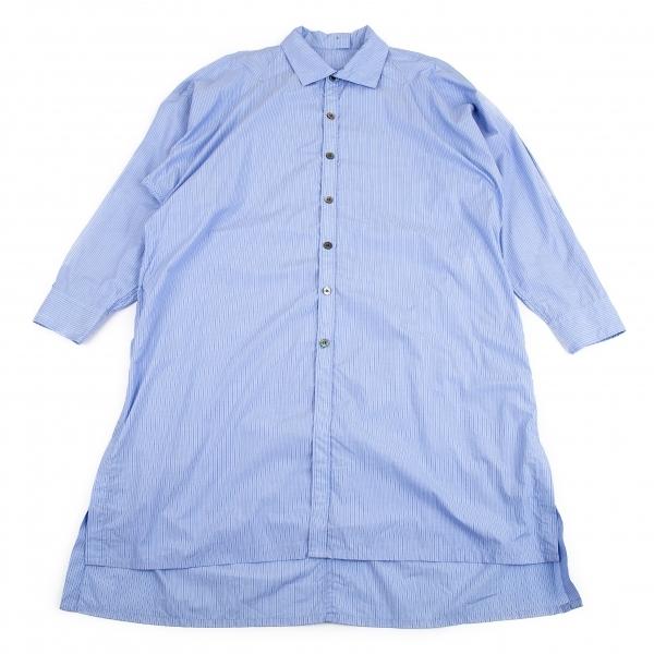 ヨウジヤマモト プールオムyohji Yamamoto Pour Homme ストライプロング丈シャツ 水色3 メンズ K プレイフル Yahoo ショッピング店 通販 Yahoo ショッピング