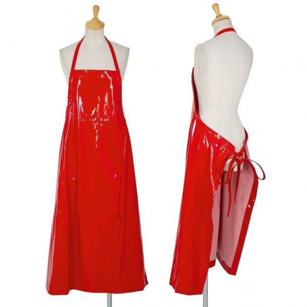 21春夏 ブラックコムデギャルソンblack Comme Des Garcons フェイクエナメルエプロンワンピース 赤s レディース 最新人気 Newmatic Ae