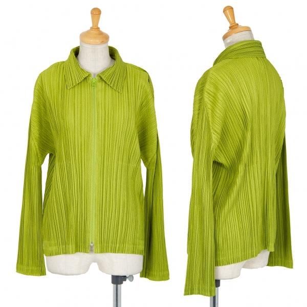 資産 価値 プリーツプリーズpleats Please メッシュ柄プリーツジップアップブルゾン 黄緑m位 レディース 出荷できます Www Superavila Com