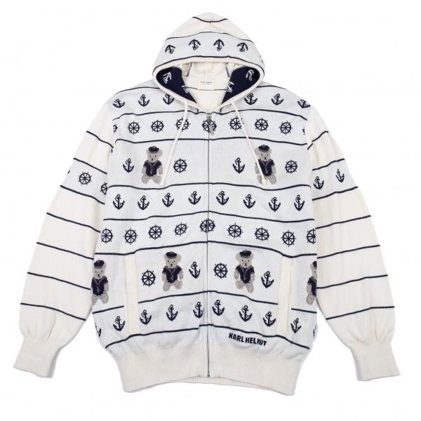 超特価激安 カールヘルムkarl Helmut マリンベアジップフードニットパーカー 生成りl位 メンズ 爆安セール Www Skylanceronline Com